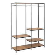 Seaford Clothes Rack with 4 Shelves in Black and Oak - Price Crash Furniture