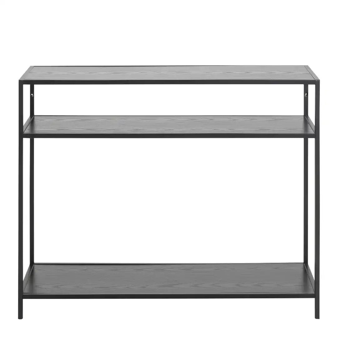 Seaford Console Table with 2 Shelves in Black - Price Crash Furniture