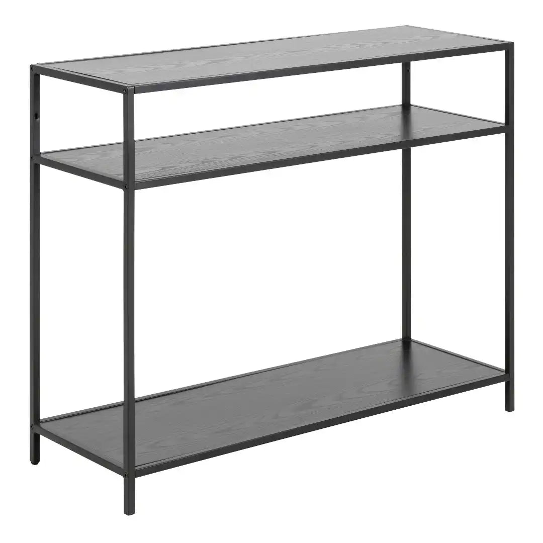 Seaford Console Table with 2 Shelves in Black - Price Crash Furniture