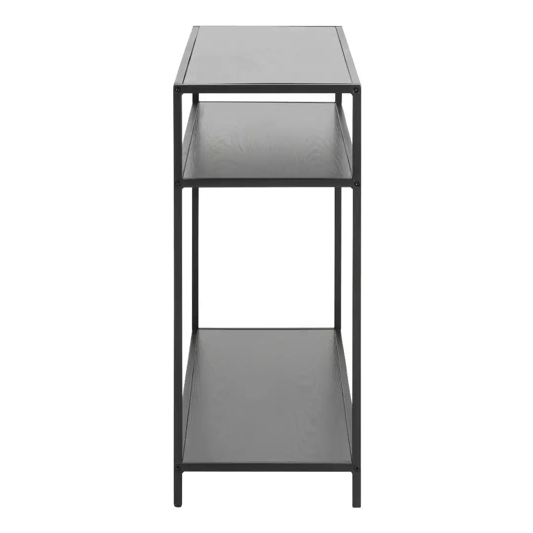 Seaford Console Table with 2 Shelves in Black - Price Crash Furniture