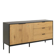 Seaford Sideboard with 2 Doors and 3 Drawers in Black - Price Crash Furniture