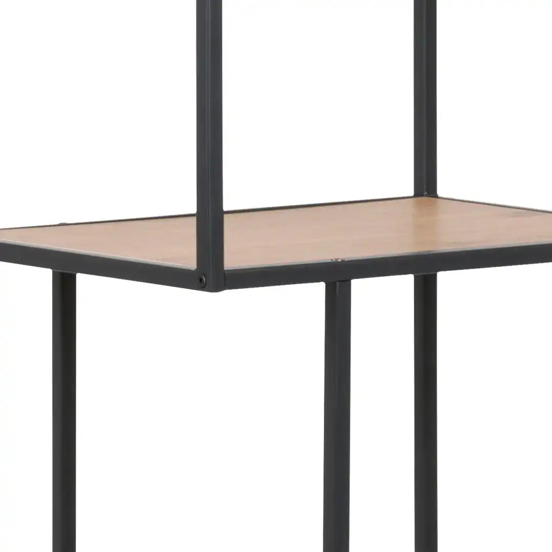 Seaford Tall Black Metal Bookcase with 5 Oak Shelves - Price Crash Furniture