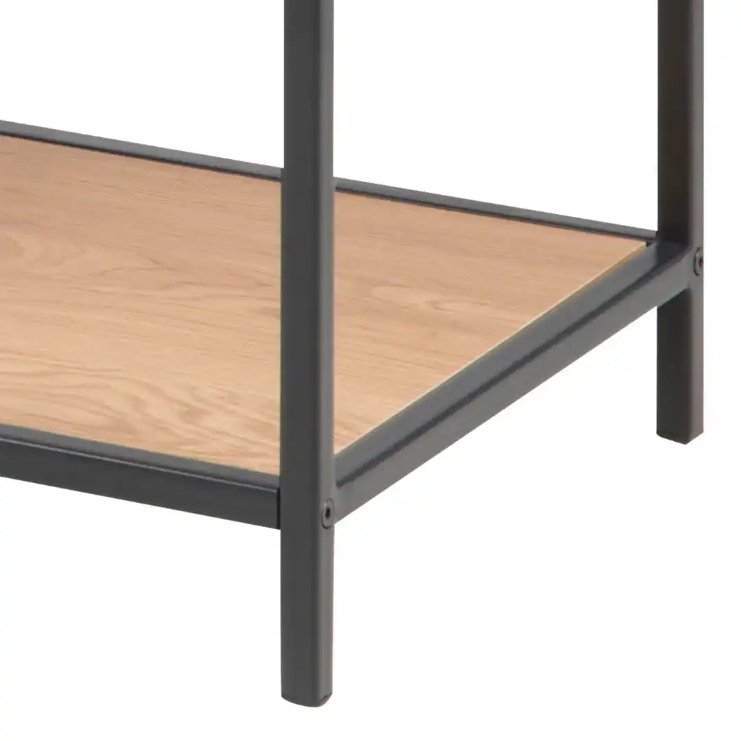 Seaford Wide Black Metal Bookcase with 4 Oak Shelves - Price Crash Furniture