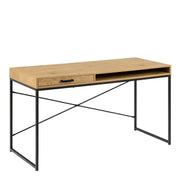 Seaford Office Desk with 1 Drawer in Black and Oak - Price Crash Furniture