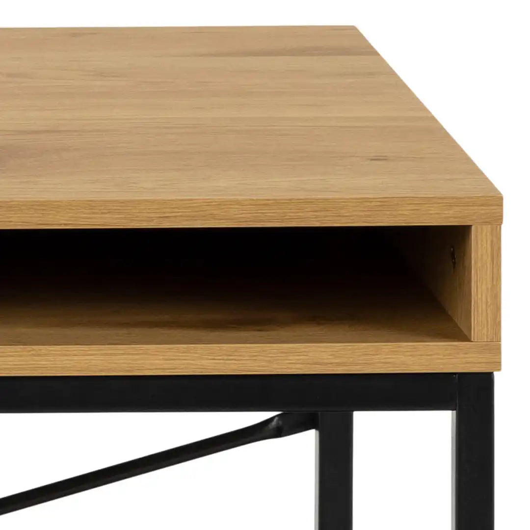 Seaford Office Desk with 1 Drawer in Black and Oak - Price Crash Furniture