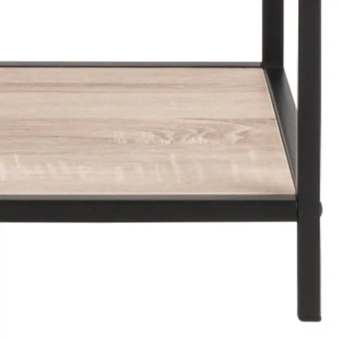 Seaford Tall Black Metal Bookcase with 5 Sonoma Oak Shelves - Price Crash Furniture