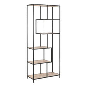Seaford Tall Black Metal Bookcase with 5 Sonoma Oak Shelves - Price Crash Furniture