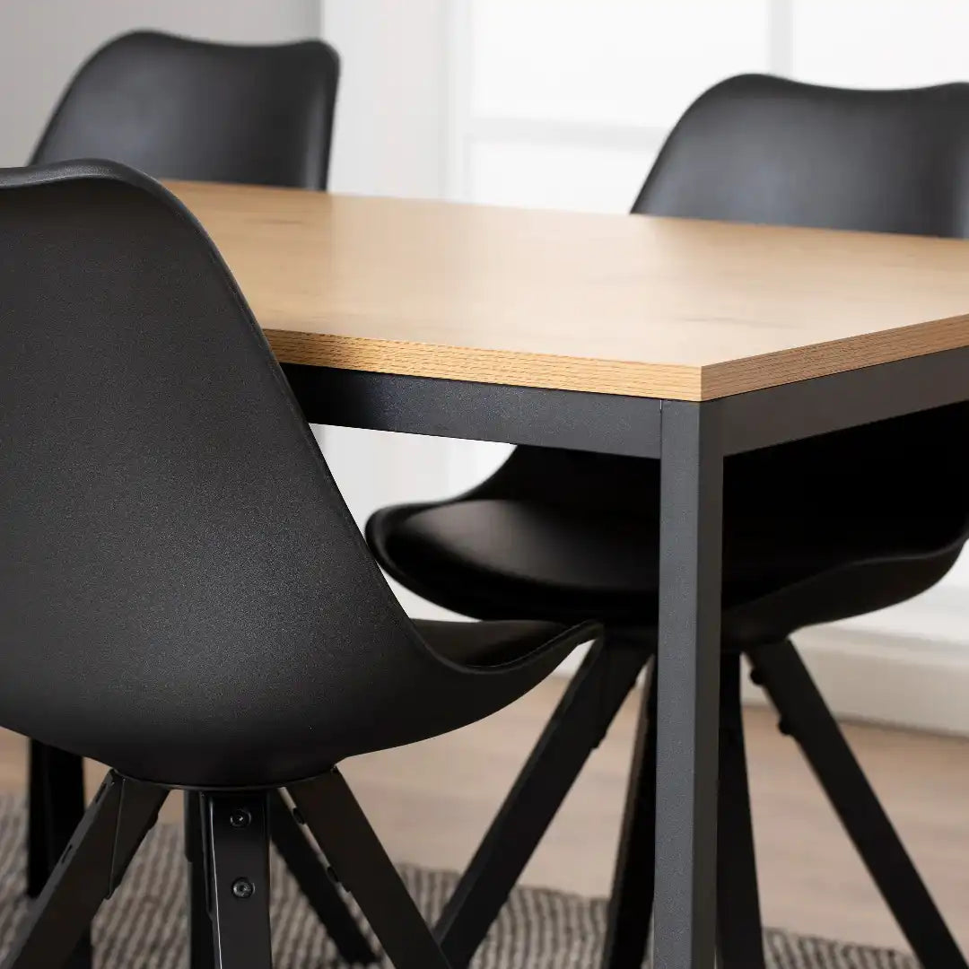 Seaford Dining Table in Black & Oak - Price Crash Furniture