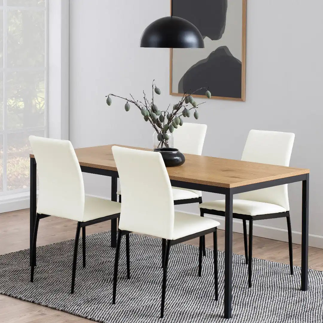 Seaford Dining Table in Black & Oak - Price Crash Furniture