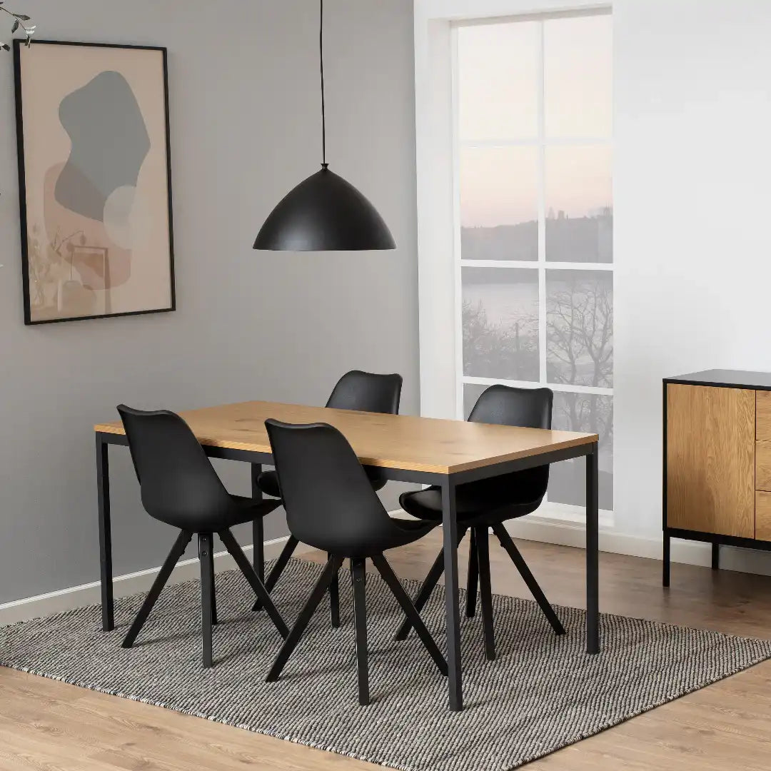 Seaford Dining Table in Black & Oak - Price Crash Furniture