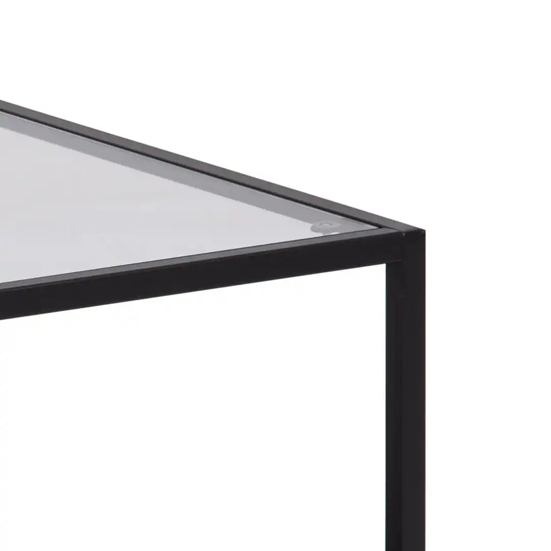 Seaford Black Metal Coffee Table Set with Glass Top - Price Crash Furniture