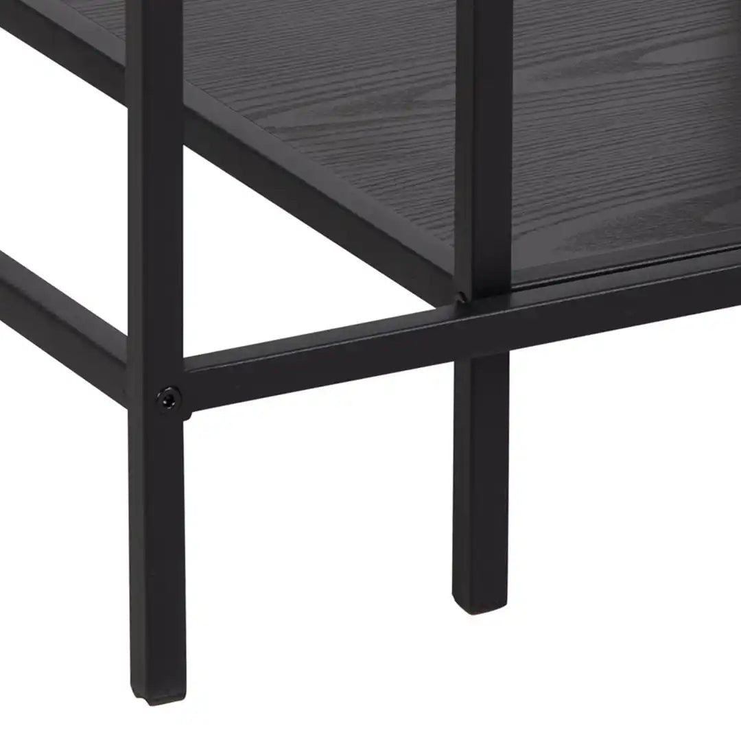 Seaford Black Metal Coffee Table Set with Glass Top - Price Crash Furniture