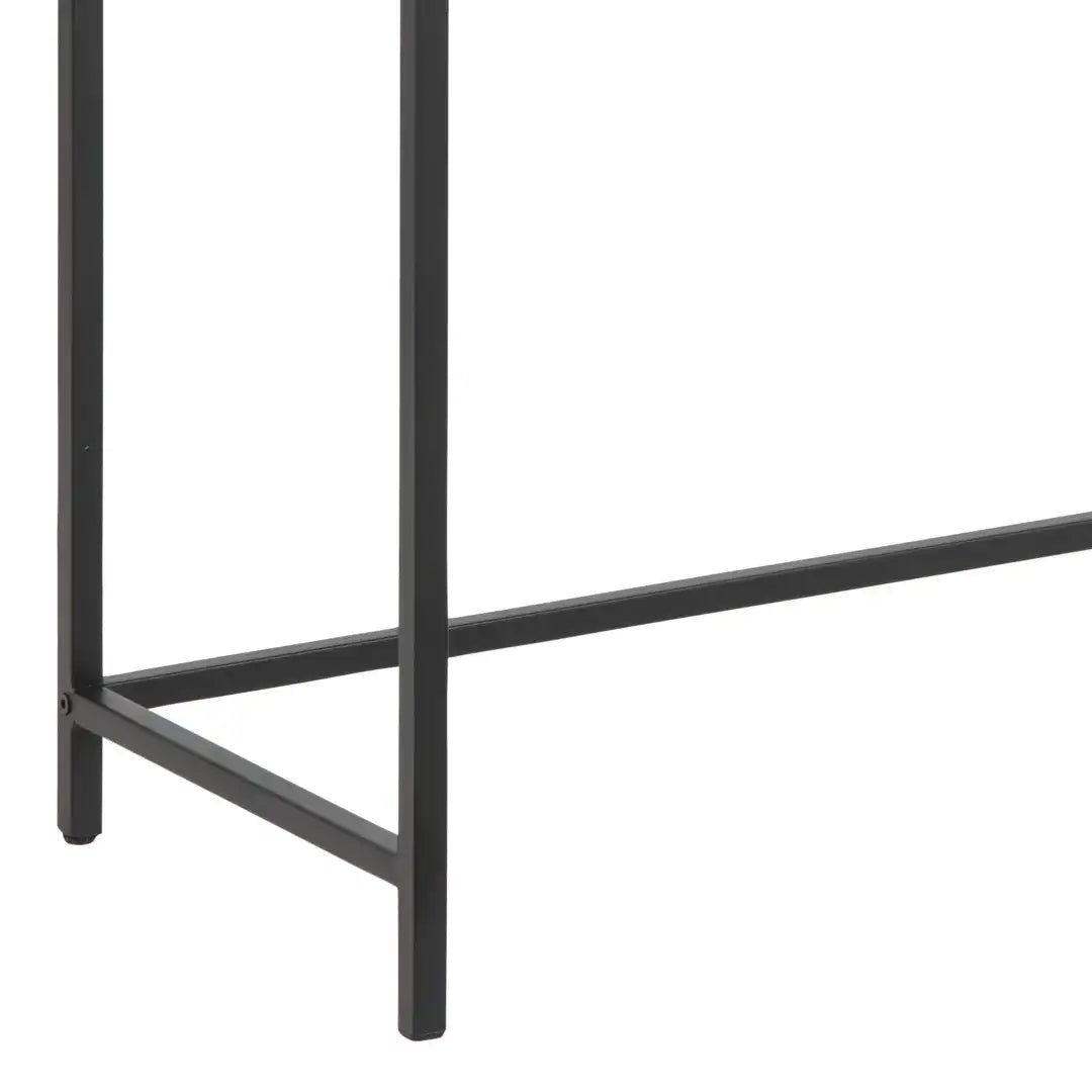 Seaford Black Metal Console Table with Oak Top - Price Crash Furniture