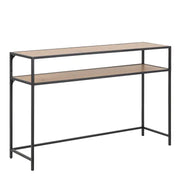 Seaford Black Metal Console Table with Oak Top - Price Crash Furniture