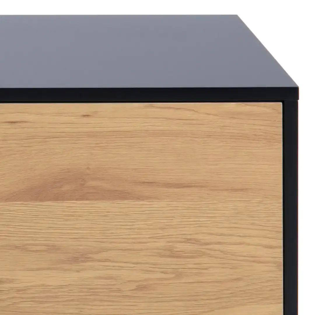 Seaford TV Unit 2 Doors 1 Drawer in Black & Oak - Price Crash Furniture