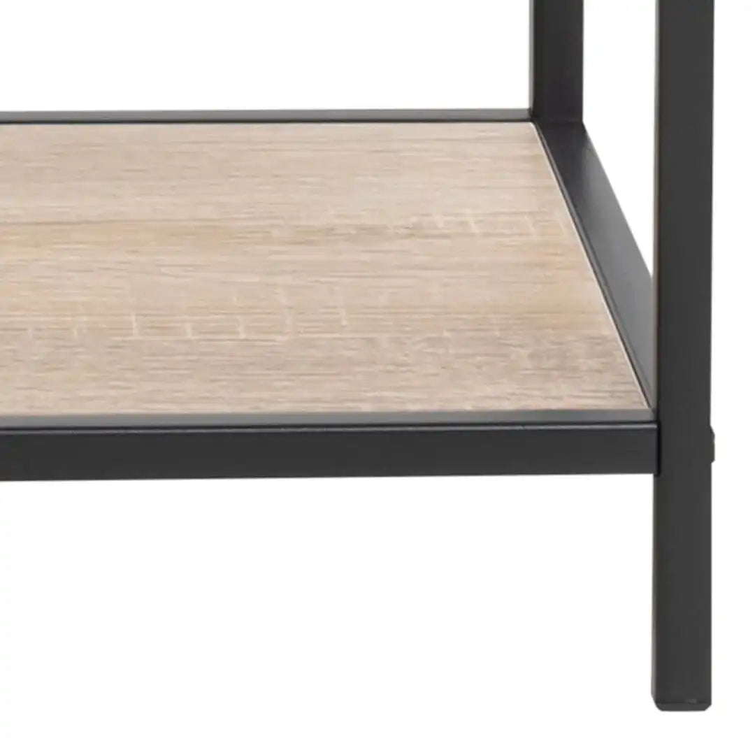 Seaford Wide Black Metal Bookcase with 4 Sonoma Oak Shelves - Price Crash Furniture