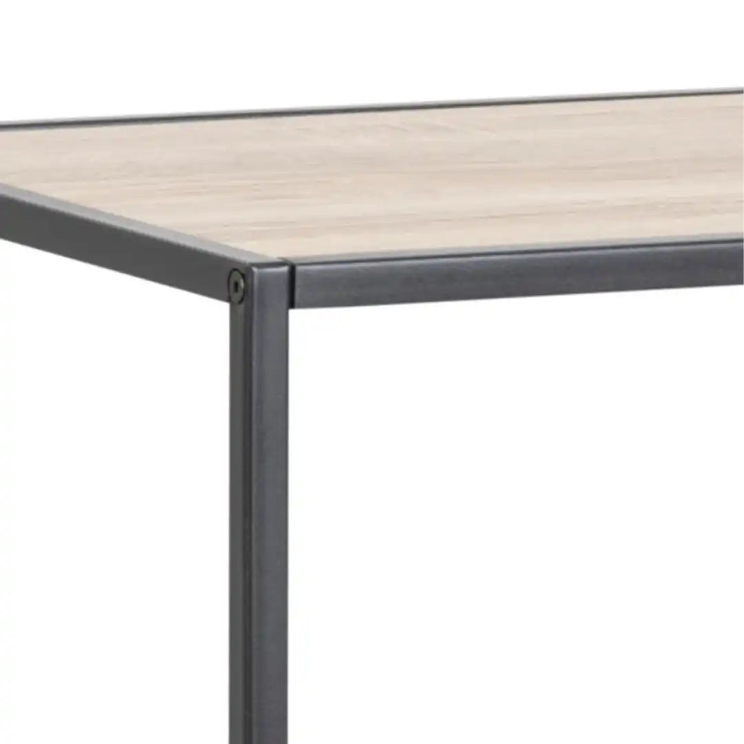 Seaford Wide Black Metal Bookcase with 4 Sonoma Oak Shelves - Price Crash Furniture