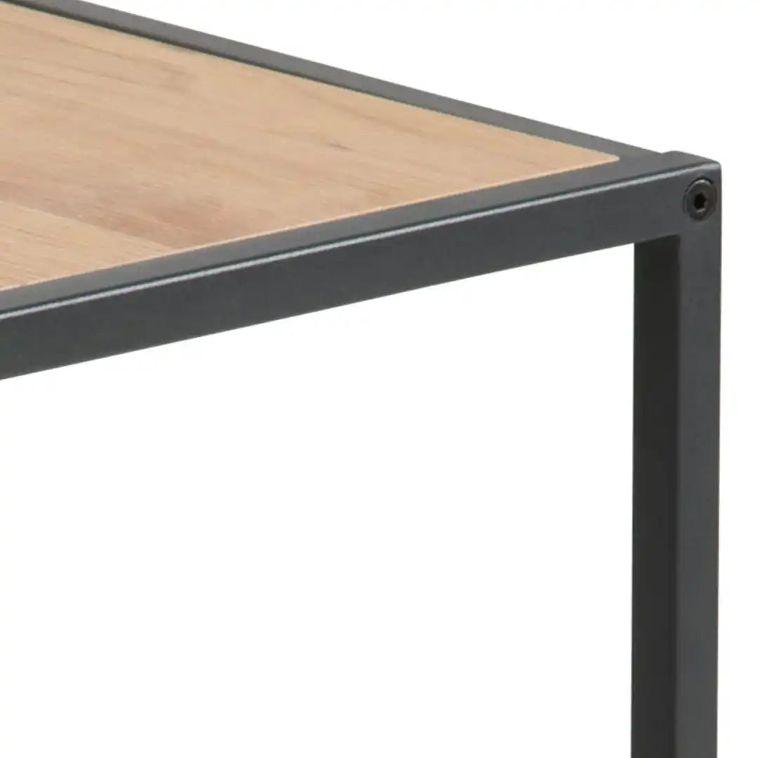 Seaford Black Metal Nest of Tables with Oak Top - Price Crash Furniture
