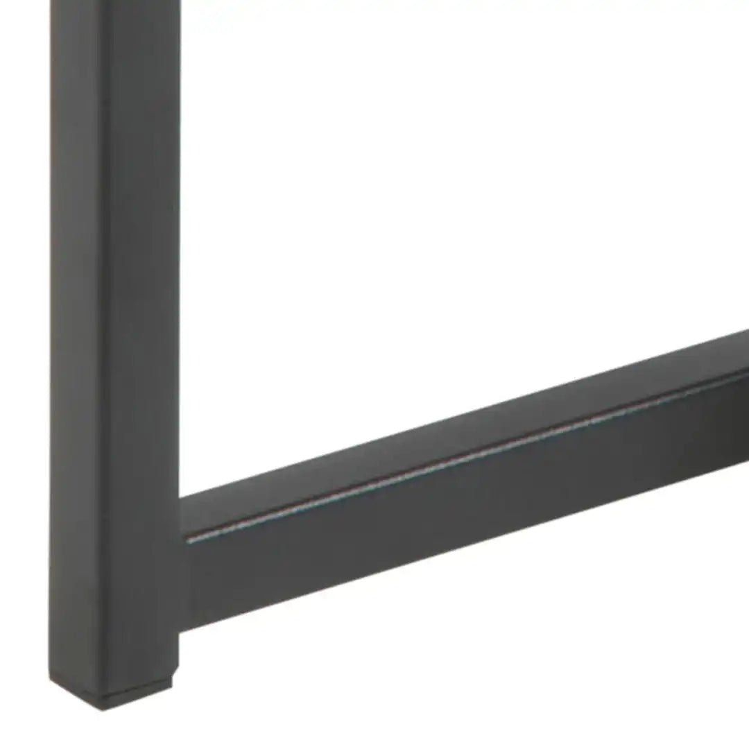 Seaford Black Metal Nest of Tables with Oak Top - Price Crash Furniture