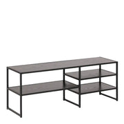 Seaford Black Metal Open TV Unit with 3 Black Shelves - Price Crash Furniture