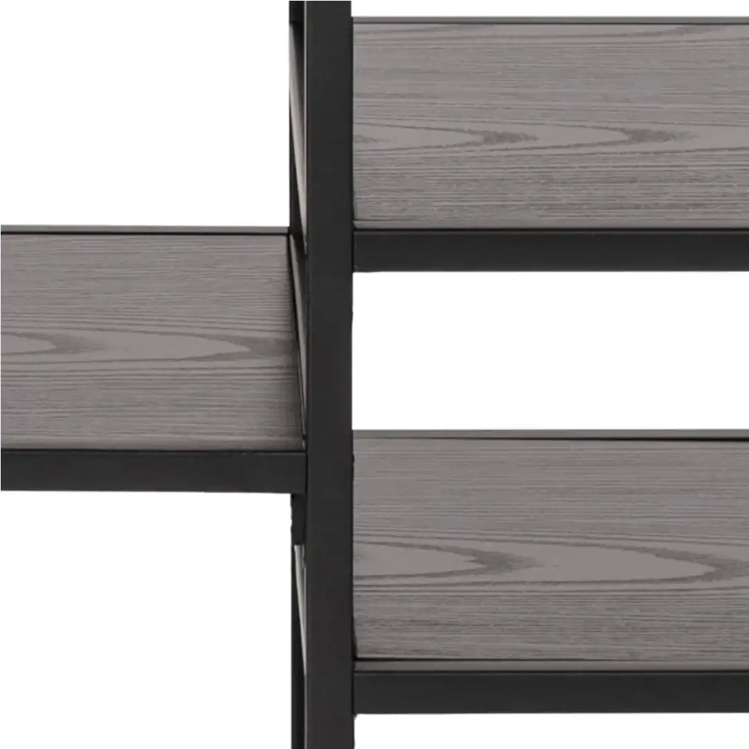 Seaford Black Metal Open TV Unit with 3 Black Shelves - Price Crash Furniture