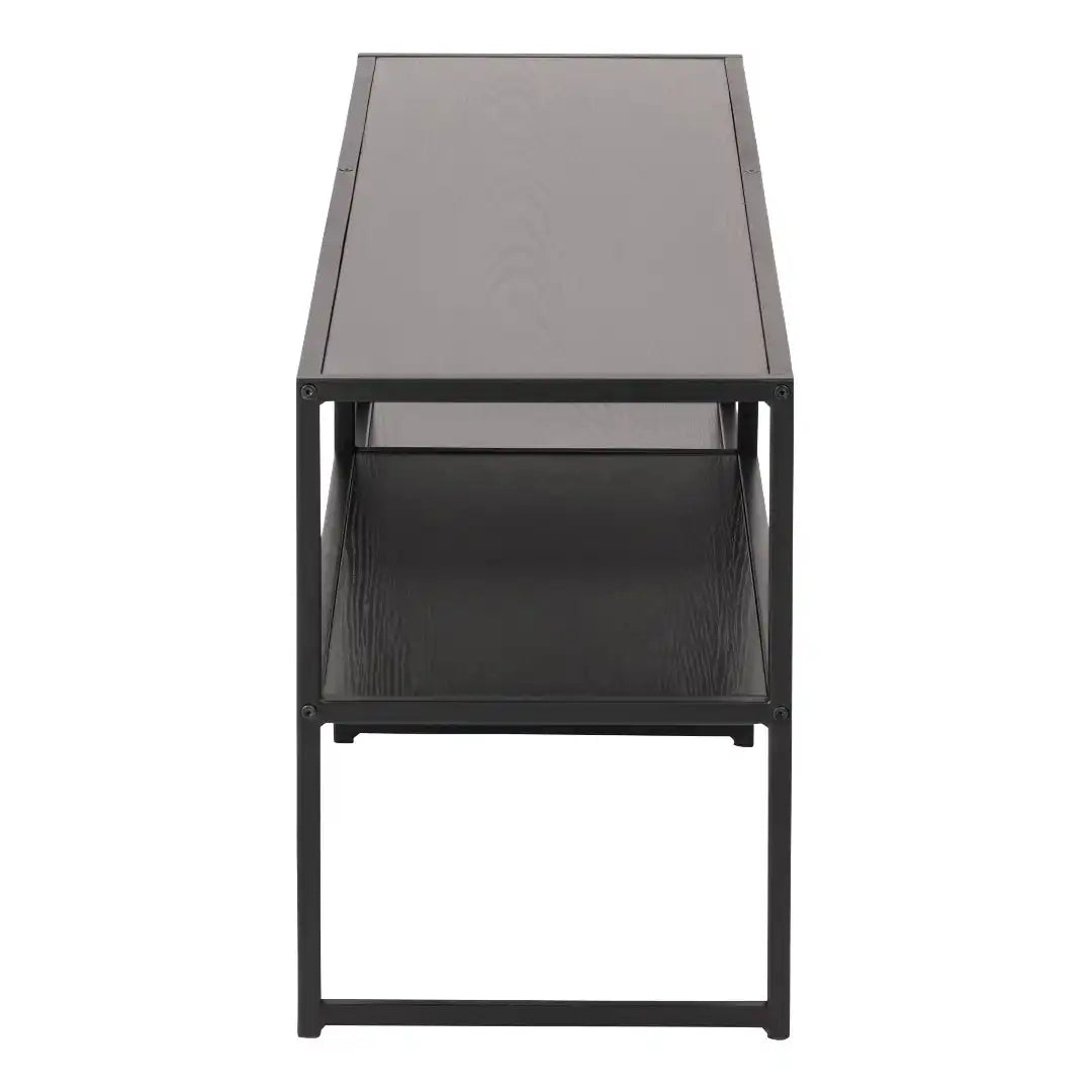 Seaford Black Metal Open TV Unit with 3 Black Shelves - Price Crash Furniture