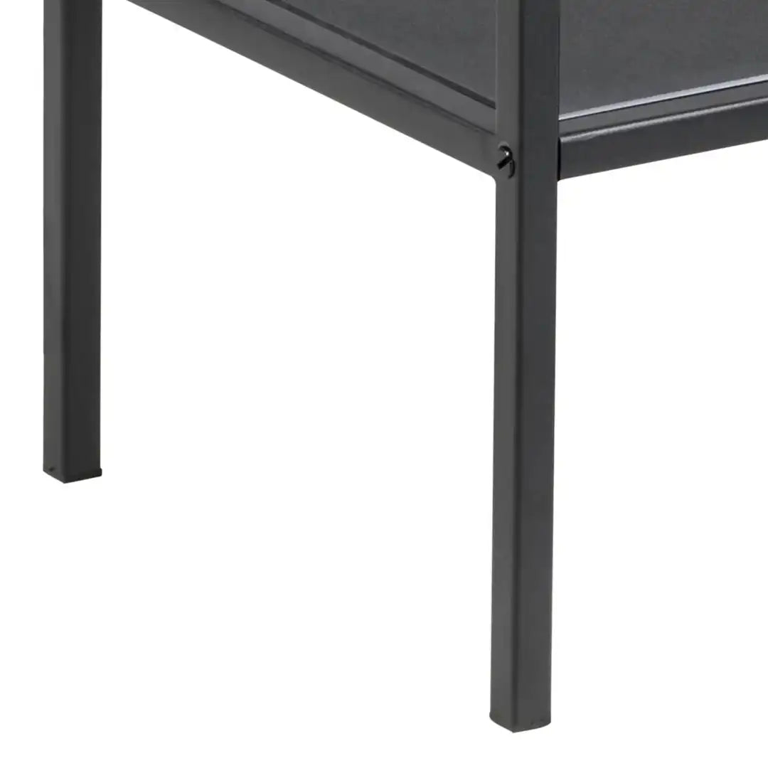 Seaford Black Metal Serving Trolley with Glass Top - Price Crash Furniture