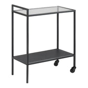 Seaford Black Metal Serving Trolley with Glass Top - Price Crash Furniture