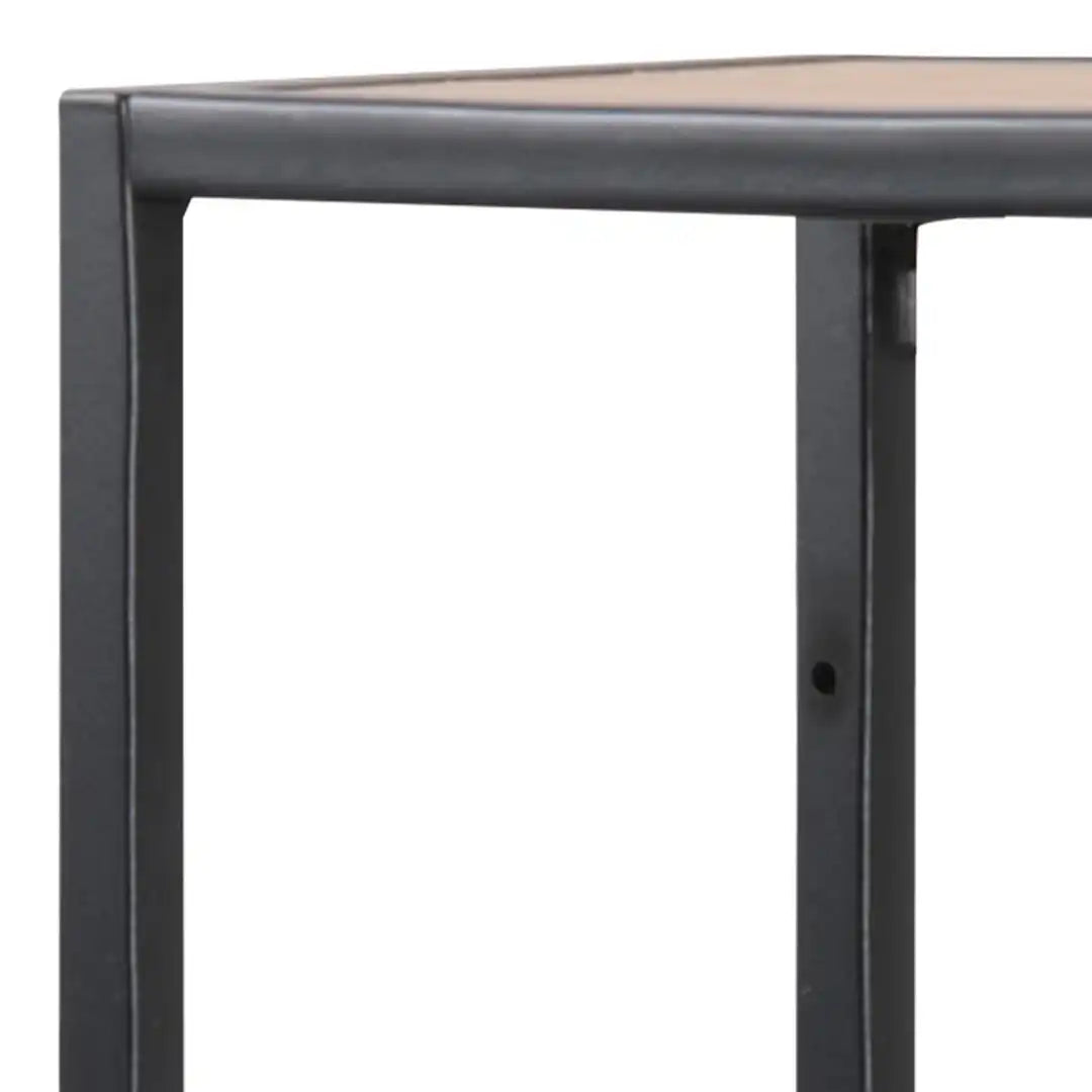 Seaford Black Metal Wide Wall Shelf with 3 Additional Oak Shelves - Price Crash Furniture