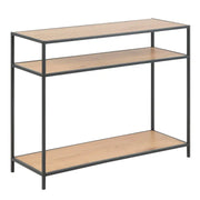 Seaford Console Table, 2 Shelves in Black and Oak - Price Crash Furniture