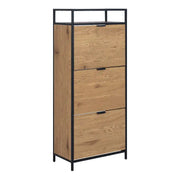 Seaford Shoe Cabinet in Black and Oak - Price Crash Furniture