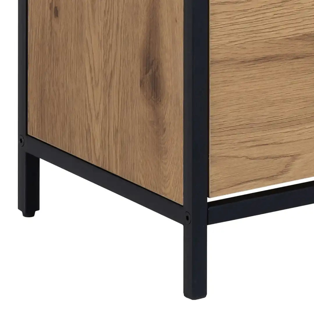 Seaford Shoe Cabinet in Black and Oak - Price Crash Furniture