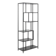 Seaford Tall Black Metal Bookcase with 5 Black Shelves - Price Crash Furniture