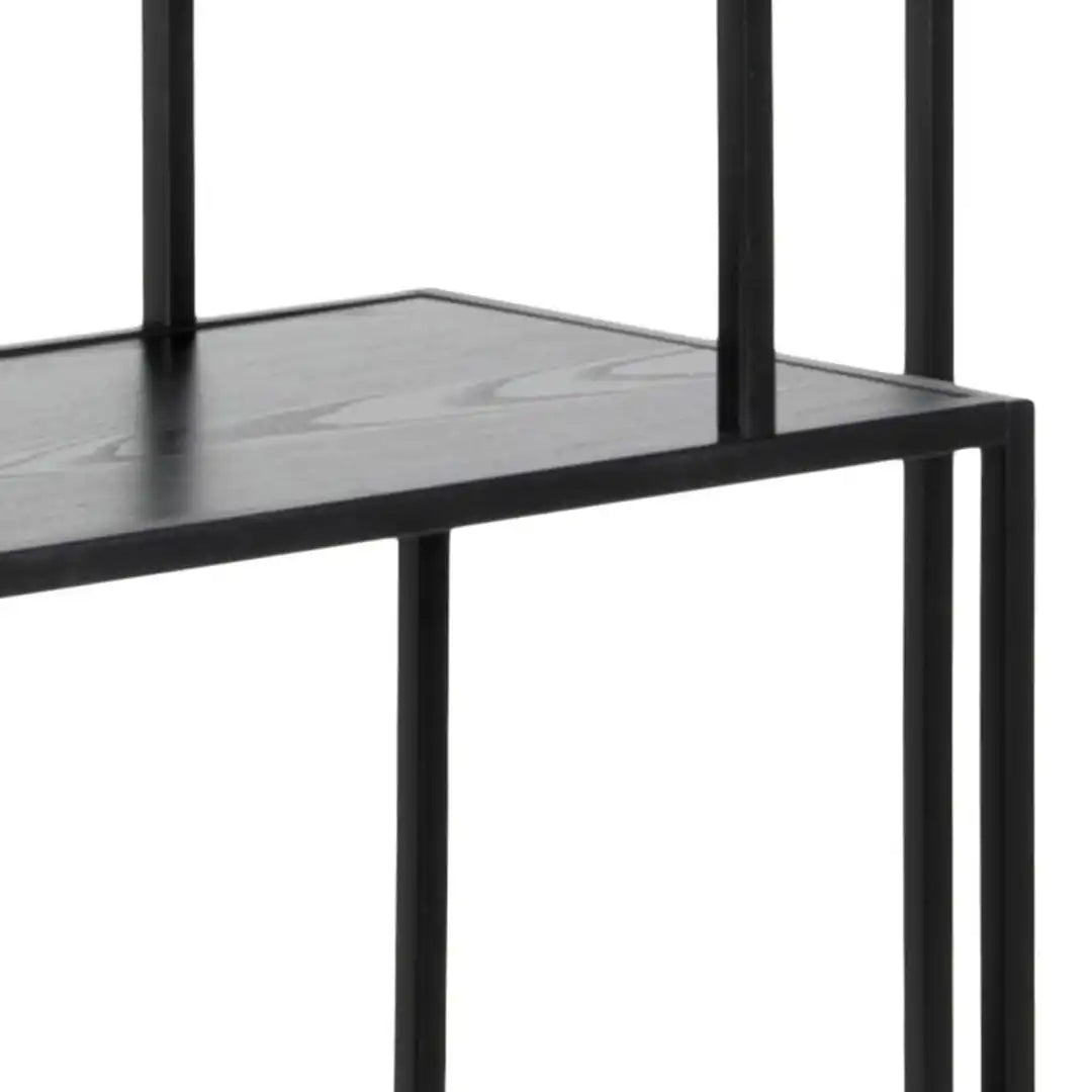 Seaford Tall Black Metal Bookcase with 5 Black Shelves - Price Crash Furniture