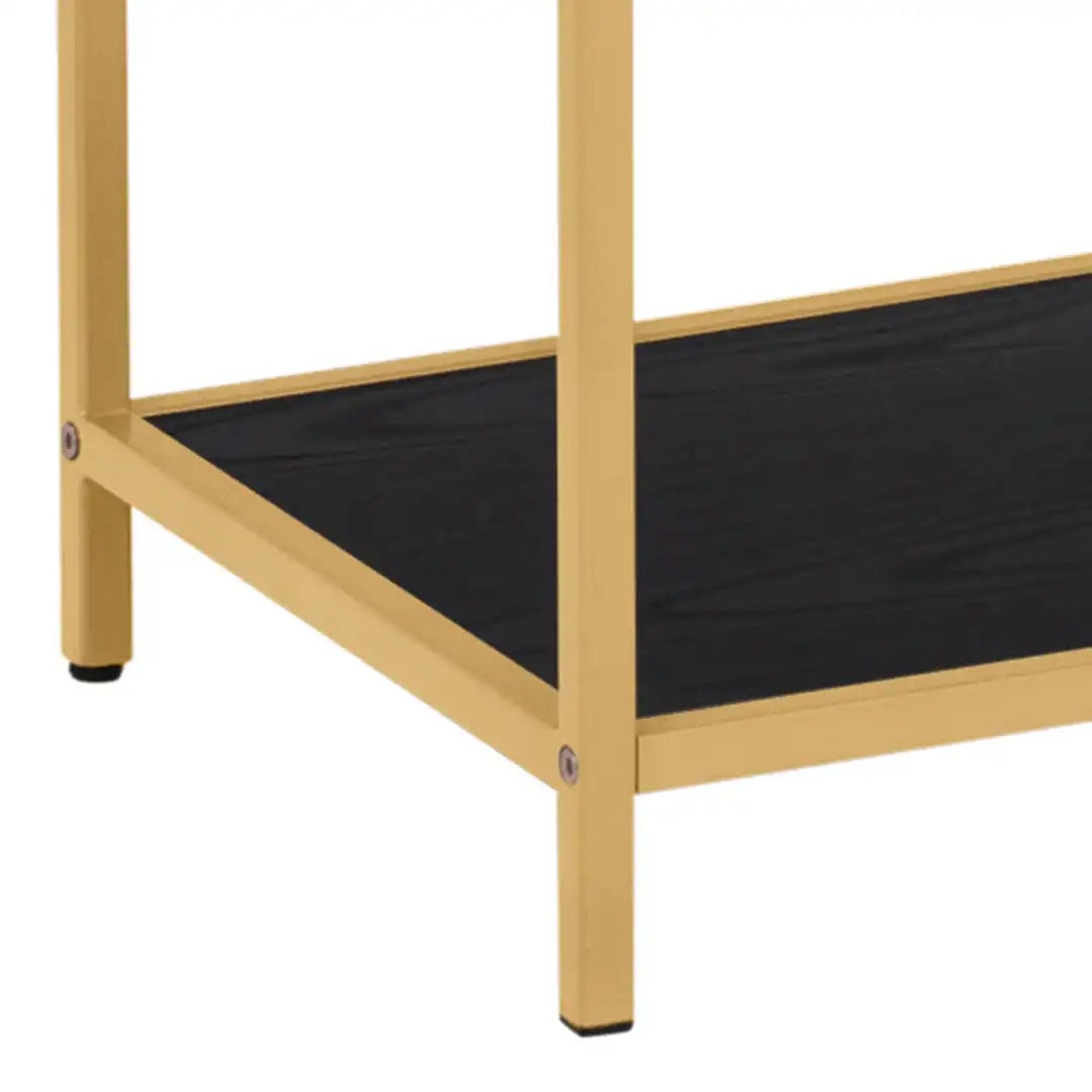 Seaford Tall Gold Metal Bookcase with 5 Black Shelves - Price Crash Furniture