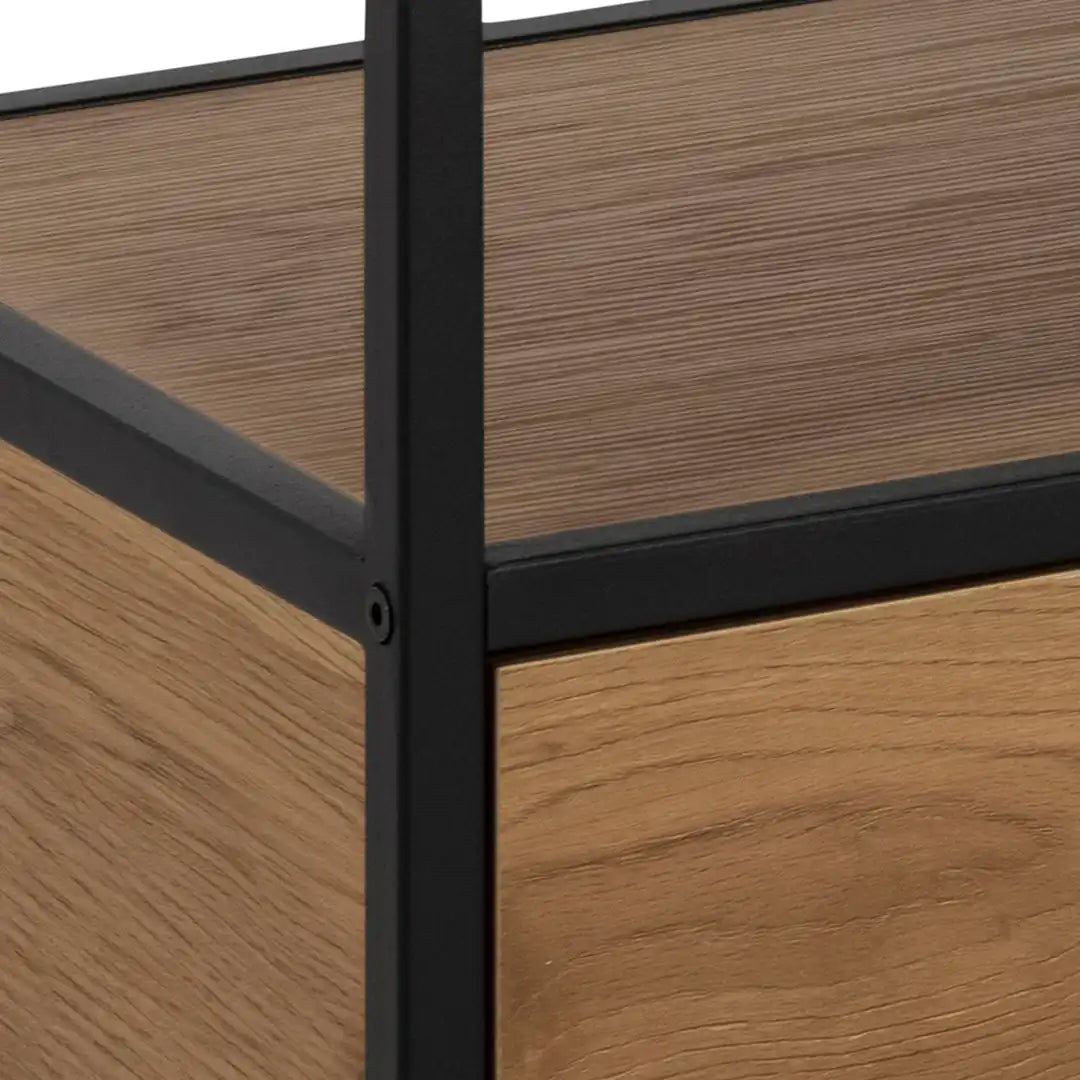 Seaford TV Unit 2 Drawers in Black & Oak - Price Crash Furniture
