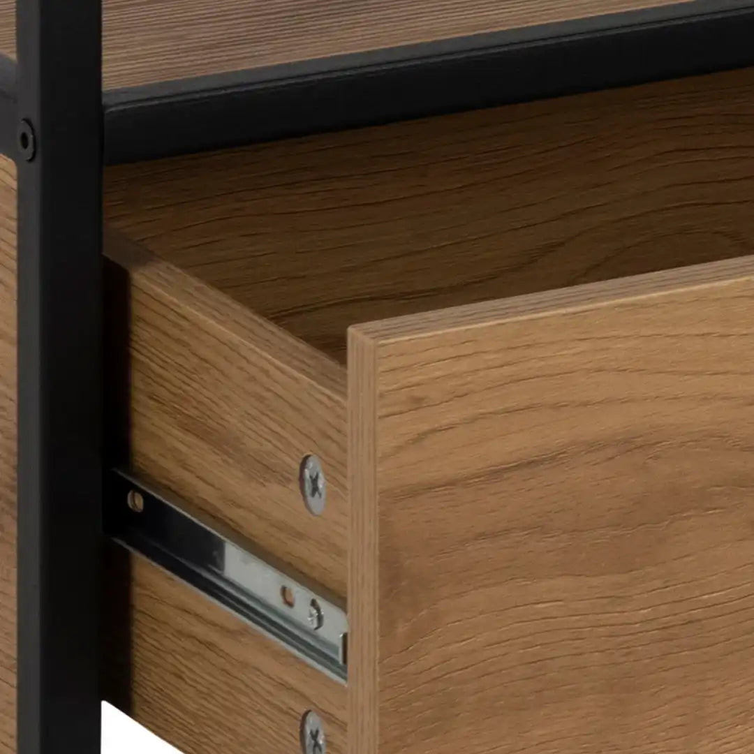 Seaford TV Unit 2 Drawers in Black & Oak - Price Crash Furniture