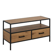 Seaford TV Unit 2 Drawers in Black & Oak - Price Crash Furniture