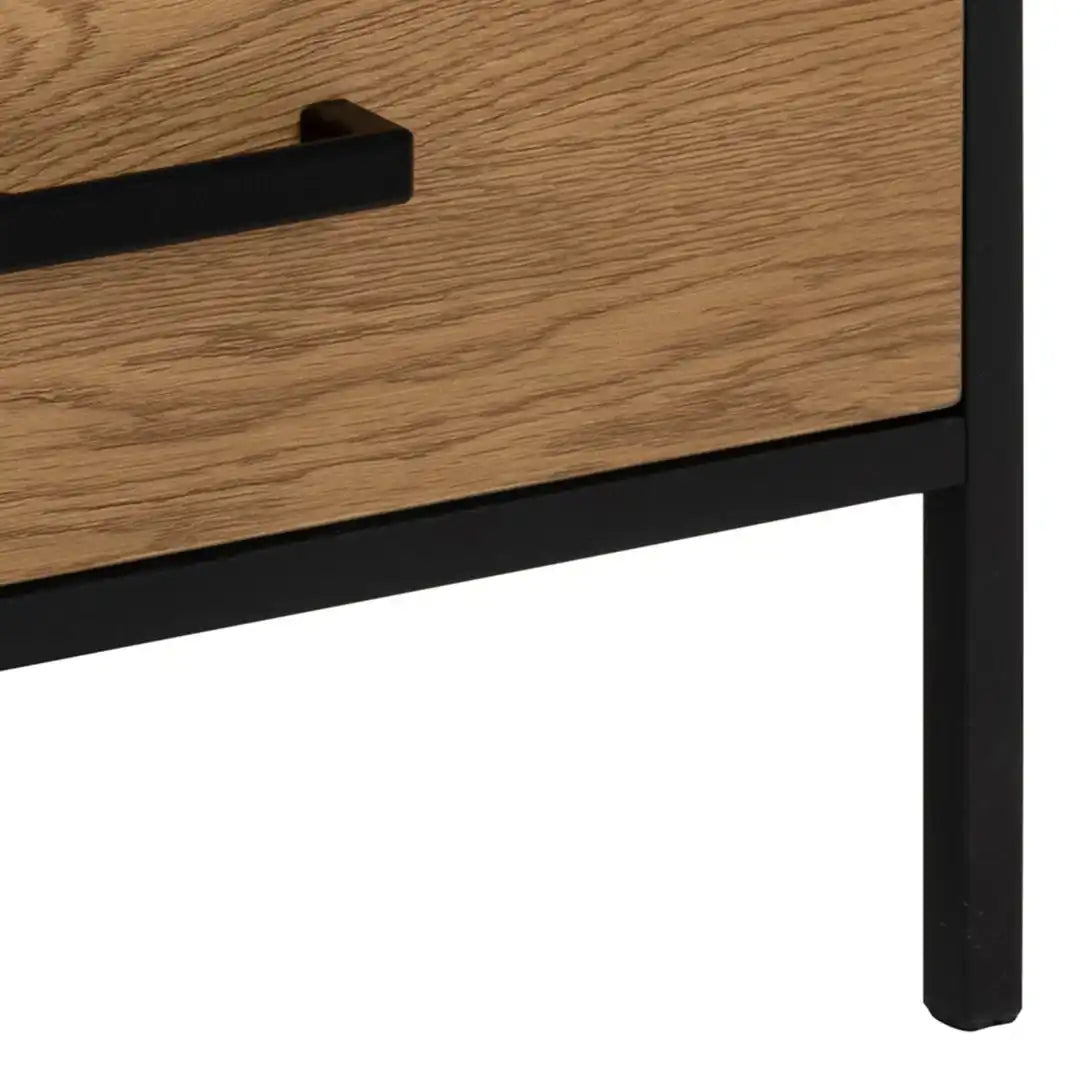 Seaford TV Unit 2 Drawers in Black & Oak - Price Crash Furniture