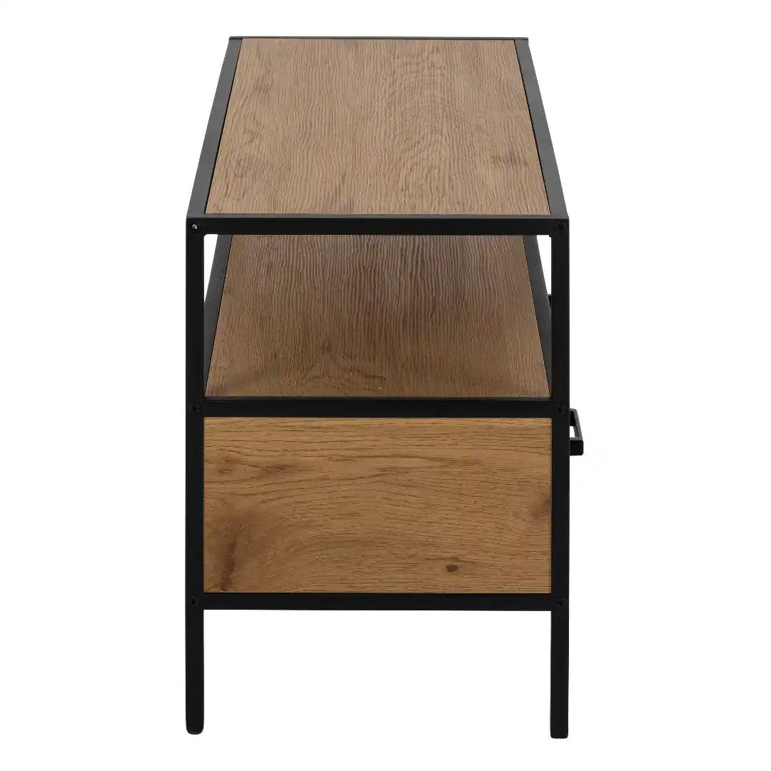 Seaford TV Unit 2 Drawers in Black & Oak - Price Crash Furniture