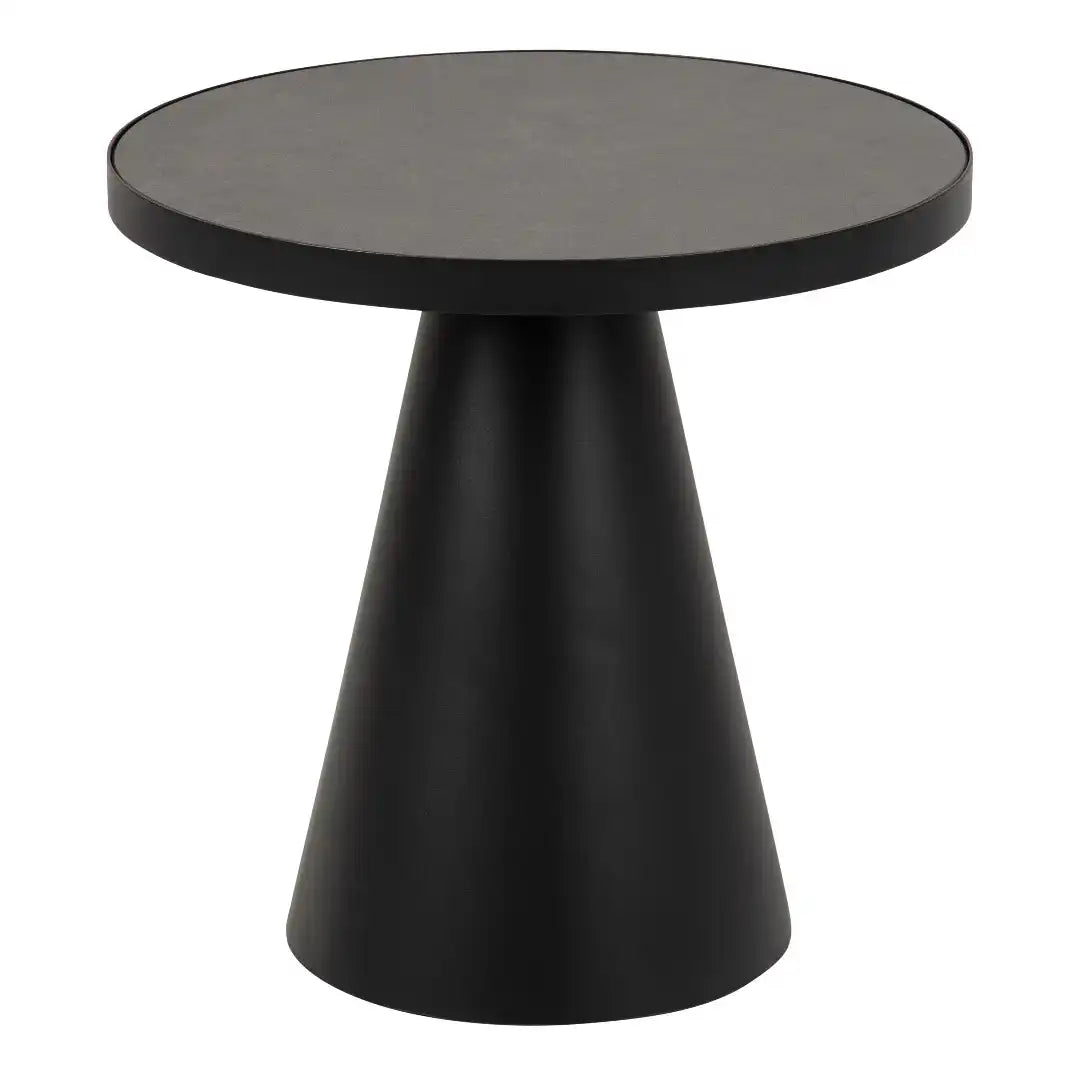 Soli Round Ceramic Coffee Table in Black 45.7x45cm - Price Crash Furniture