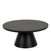 Soli Low Round Ceramic Coffee Table in Black 85.7x40cm - Price Crash Furniture