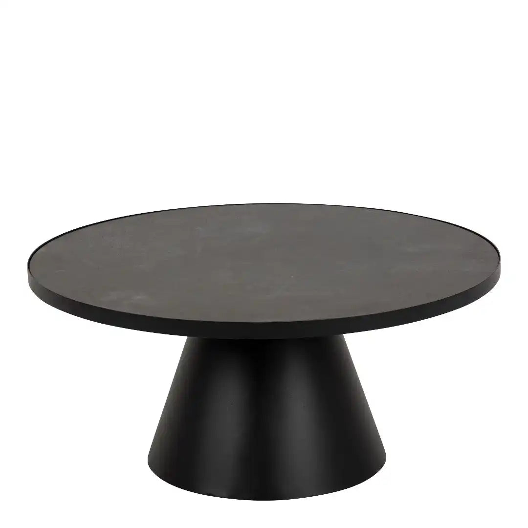 Soli Low Round Ceramic Coffee Table in Black 85.7x40cm - Price Crash Furniture