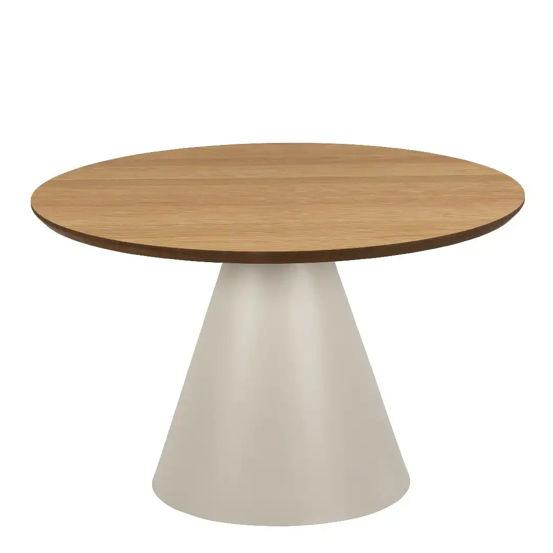 Soli Low Round Coffee Table in Oak/Grey 65x43cm - Price Crash Furniture