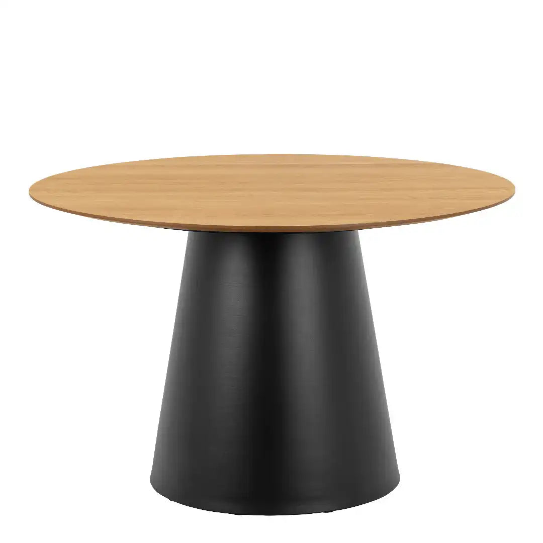 Soli Round Dining Table in Oak/Black 120x75cm - Price Crash Furniture