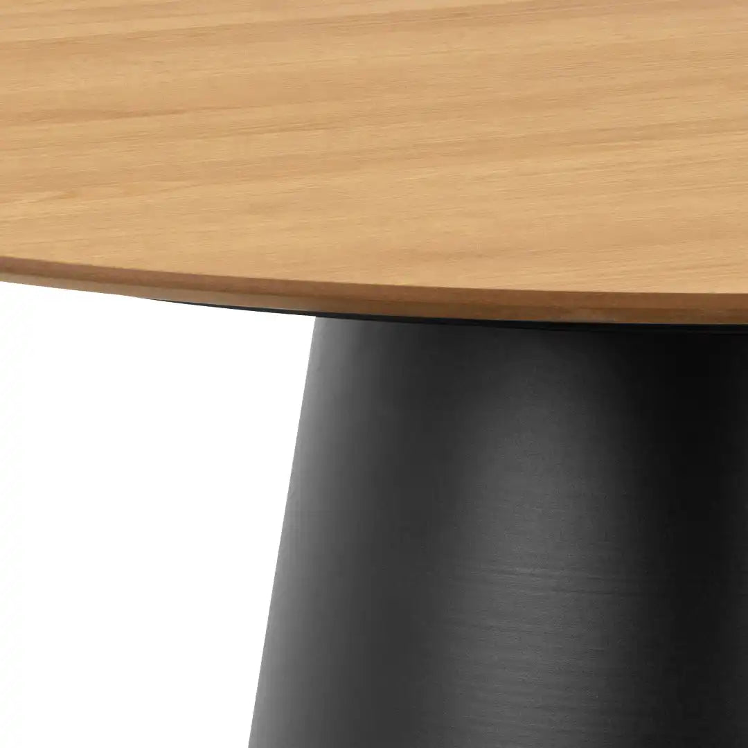 Soli Round Dining Table in Oak/Black 120x75cm - Price Crash Furniture