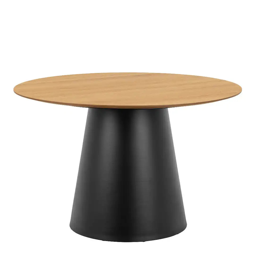 Soli Round Dining Table in Oak/Black 120x75cm - Price Crash Furniture
