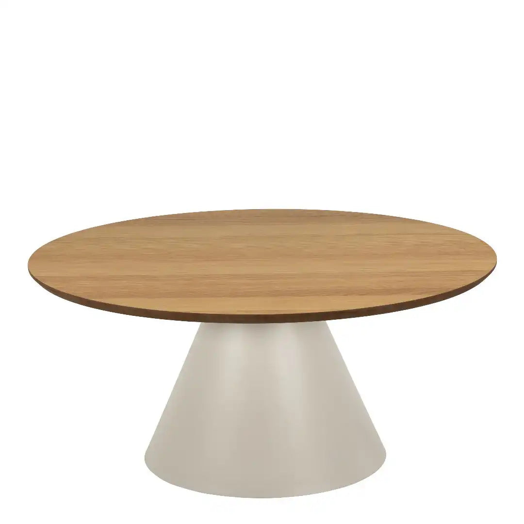 Soli Round Coffee Table in Oak/Grey 85x40cm - Price Crash Furniture