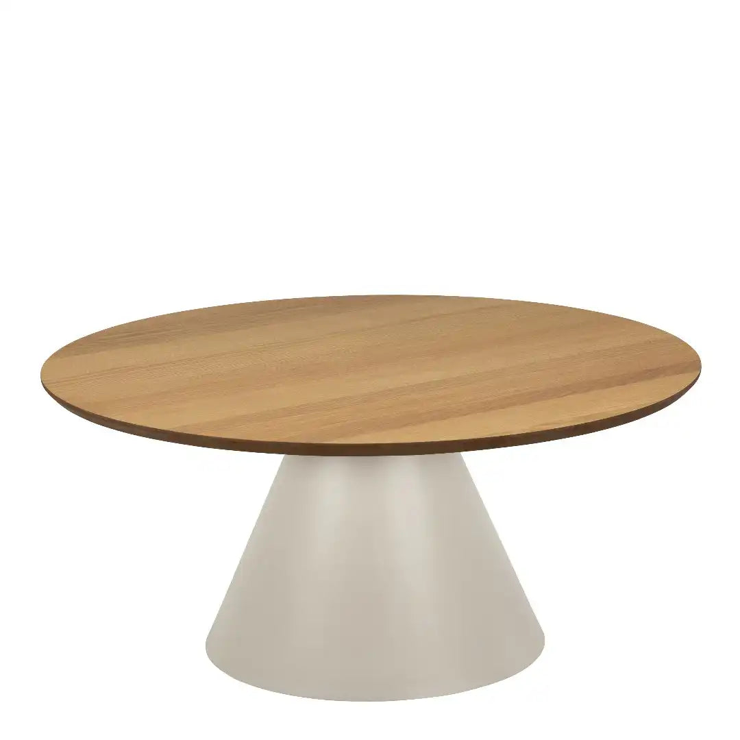 Soli Round Coffee Table in Oak/Grey 85x40cm - Price Crash Furniture