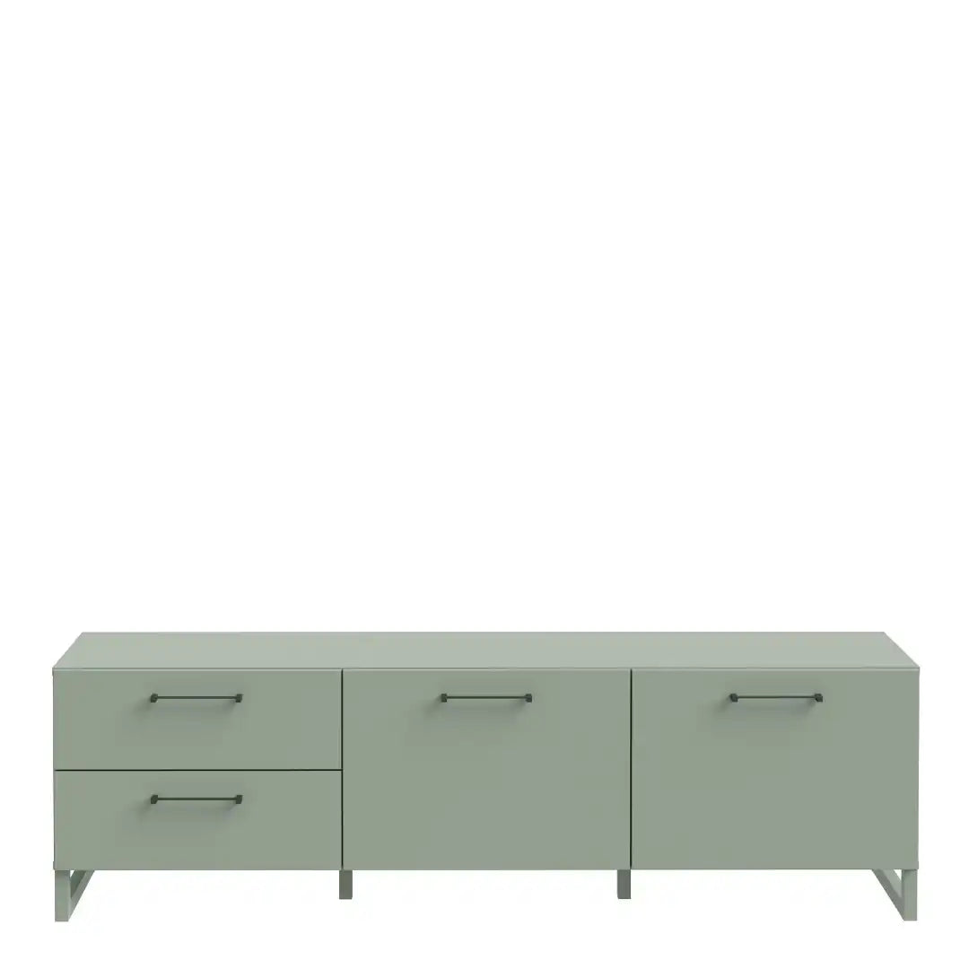 Sali 2 Door 2 Drawer TV Unit in Sage Green - Price Crash Furniture